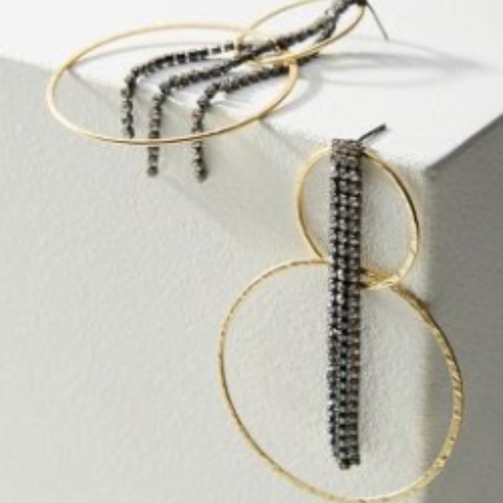 Anthropologie Shimmering Linked Hoop Earrings